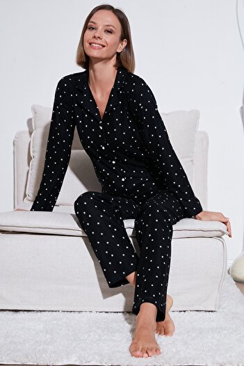 Lela Σετ πιτζάμες με κουμπιά Stretch Standard Fit - 60956601