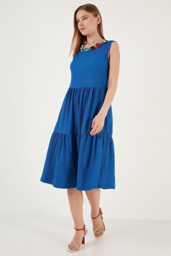 Lela Necklace Detailed Relaxed Cut Sleeveless Midi Dress Dress 5865099