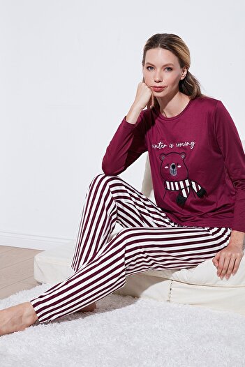 Lela Patterned Crew Neck Regular Fit Pajama Set - 65719102