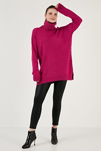 Lela Regular Fit Yanları Yırtmaçlı Boğazlı Yaka Uzun Triko Kazak  KAZAK 4616141Y