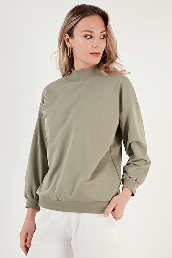 Lela Pamuklu Dik Yaka Basic Örme Sweat Sweat 5863323