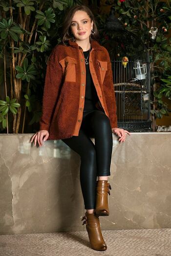 Lela Oversize Faux Fur Shirt Collar Pocket Winter Coat Jacket 42190487