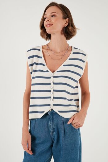 Lela Knitwear V-Neck Vest - Buttoned, Vest 4616178