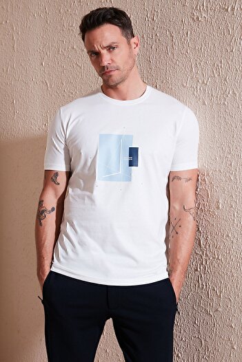 Buratti Printed Cotton Crew Neck Slim Fit T Shirt Men's T SHIRT 646R8040