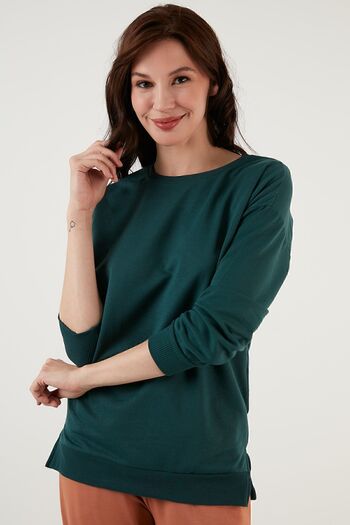 Lela Βαμβακερή κανονική εφαρμογή Crew Neck Basic Sweat Sweat 5863569