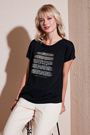 Lela Crew Neck Printed Regular Fit T-Shirt -6671003