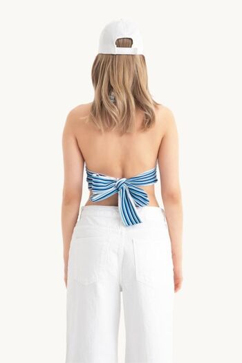 Hiccup Deep V-Neck and Low-Cut Striped Crop Top