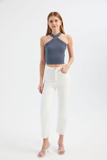 Hiccup Halter Neck Crop Top - Cross Front