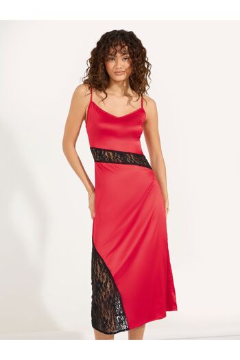 Styli Lace Detail Strappy Shift Midi Dress