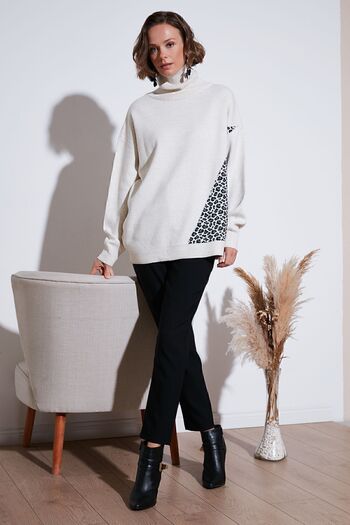 Lela Leopard Patterned Acrylic Knitwear Sweater - Pullover 4615217