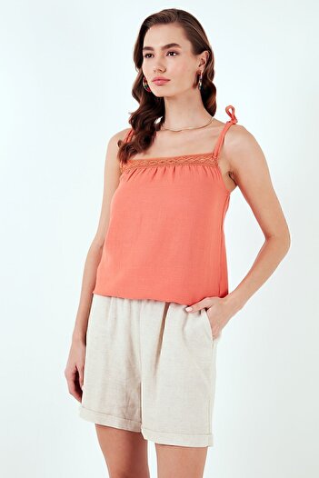 Lela Pamuklu Regular Fit İp Askılı Bluz  BLUZ 611BZ0299
