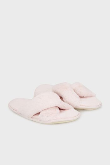 Lela Soft Textured Plush Cross Slippers - Slippers 6722001