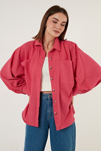 Lela Cotton Pocket Balloon Sleeve Boyfriend Shirt Women's Shirt 6230458
