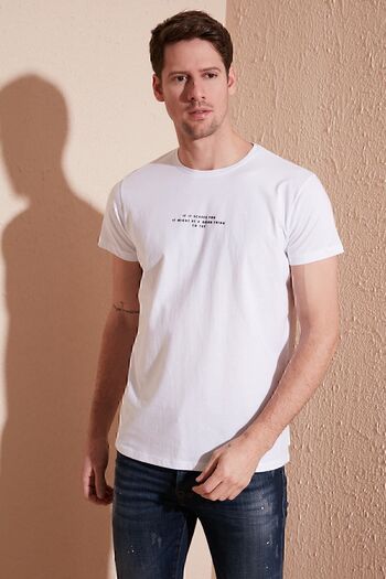 Buratti Κείμενο εμπριμέ Crew Neck 100% βαμβακερό μπλουζάκι με λεπτή εφαρμογή Ανδρικό μπλουζάκι 541ıfit