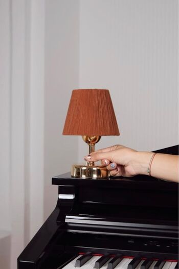 Maison Avf Bright Gold Tile-bottom Wireless Velvet Table Lamp