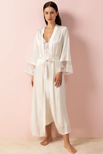 AYYILDIZ 3803 Ecru Nightgown Dressing Gown Set