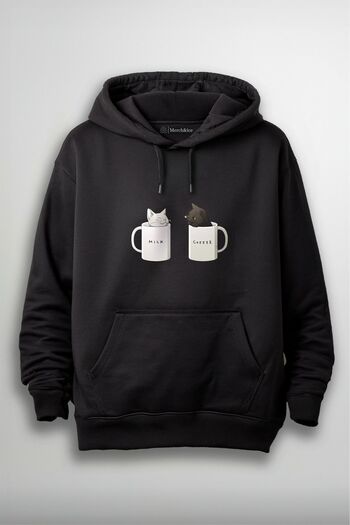 SM Satranç Medya Unisex Hoodie - Σχέδιο Cat Cup, Τυπωμένο μπροστά
