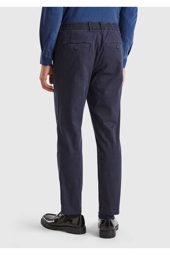 United Colors of Benetton Navy Blue Cotton Blend - Men's Trousers with Side and Back Pocket Detail