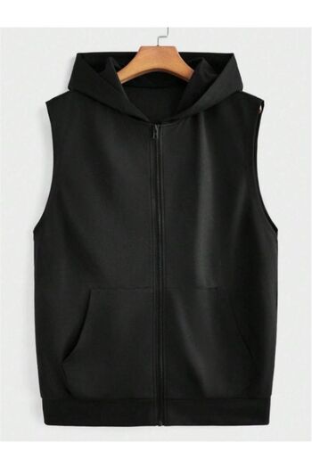 MOONBULL Unisex Oversize Hooded Zippered Vest - Kangaroo Pocket, Sleeveless