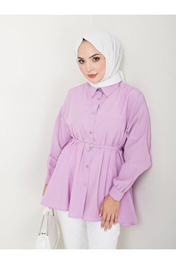 VOLT CLOTHİNG Heart Detailed Shirt Collar Women's Hijab Tunic