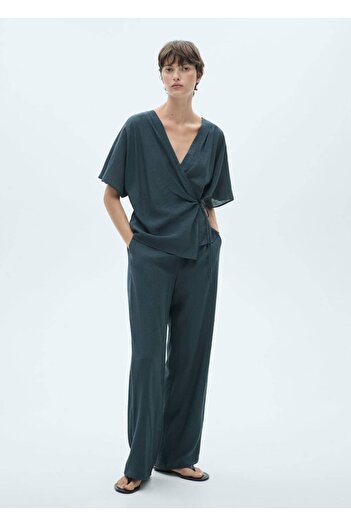 MANGO Woman Draped Knot Detailed Pants