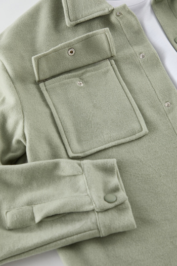 Trendyol Collection Khaki rugalmas kötött polár dzseki - kényelmes szövet ing TMNAW25GO00039