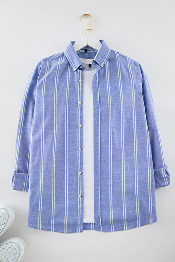 Trendyol Collection Тонкий смугастий комір на ґудзиках Gomlek на ґудзиках TMNSS20GO0092