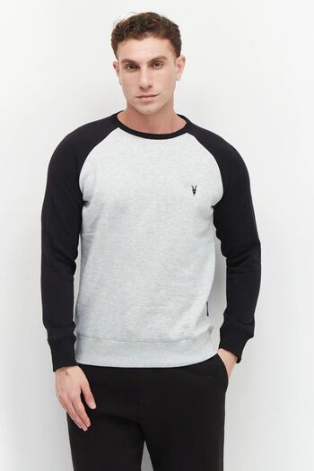 Boi Hanorac oversize unisex pentru bărbați cu mâneci raglan - decolteu, imprimat, negru alb simplu de bază