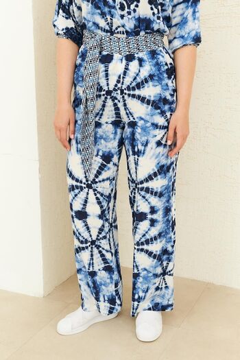 Curly Patterned Viscose Woven Trousers