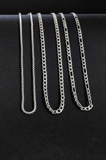 The Collection Figaro Model 3-Piece Men's Sports Necklace Chain Set - Stainless Steel Knitted Gourmet (GIFT BOXED)
