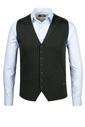 Çizgi Triko Stripe Knitwear Men's Buttoned Sports / Classic Knitwear Knitted Sleeveless Vest - 5008Ls