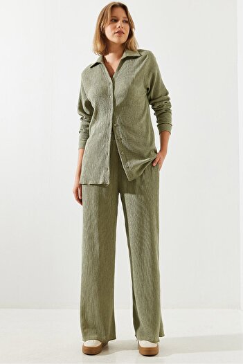 Bianco Lucci Women's Palazzo Pants Wrapped Fabric Top and Bottom Set 60251785