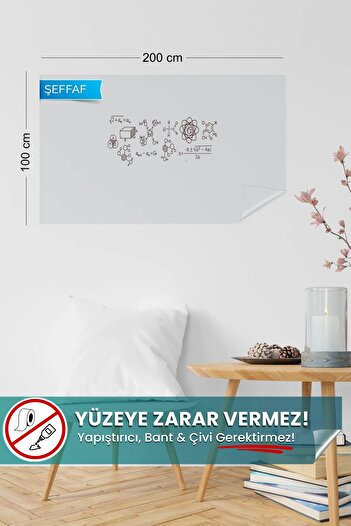 Pi Papers Akıllı Kağıt - 100x200 Cm Şeffaf, 2 Adet Yeri Değiştirilebilir, Statik Tutunan Pratik Yazı Tahtası