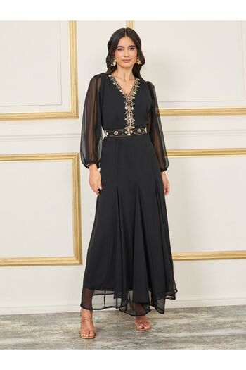 Maxim Creation By Styli Handwork Beaded Detail Belted Jalabiya