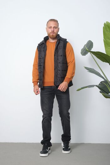 Wise Men's Puffer Vest - Combed Cotton, Lined and Detachable Hood