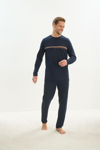 Sevim Ανδρικό σετ πιτζάμες Navy Blue - Μακρύ μανίκι, C6T3N5O9