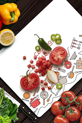 Decovetro Glass Cutting Board and Presenter Cooking Patterned 30X40 cm