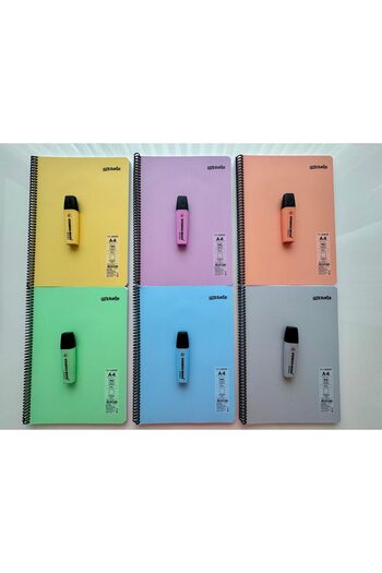 Mynote Caiet fără linii My Note cu 6 coli de culoare pastel + set de pixuri Stabilo Boss