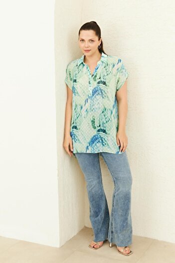 Curly GREEN PATTERNED THIN TUNIC