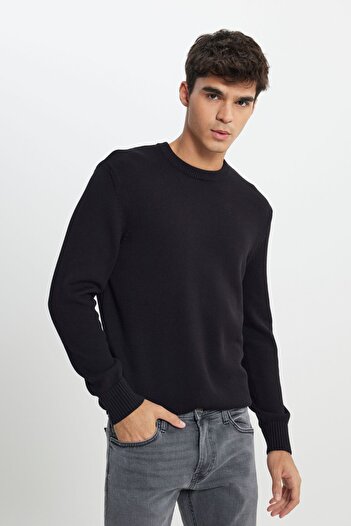 Lee Regular Fit Regular Cut Crew Neck Black Knitwear