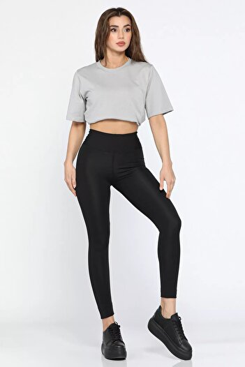 GÜLSELİ High Waist Black Lycra Women's Sports Leggings