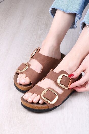 Glenz Women's Double Tape Buckle Slippers Ts1135