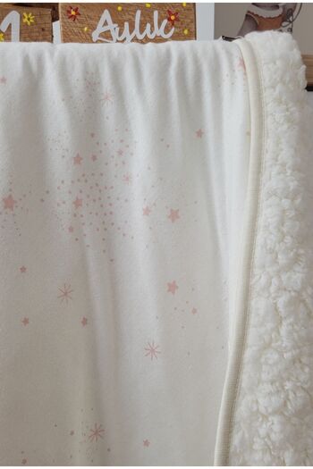 Alpar Tekstil Plush Welsoft Winter-Spring Double Sided Layered Baby Girl Blanket / Pink with Stars