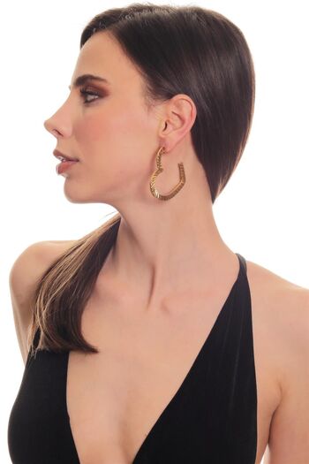 LABALABA Women's Gold Color Lacquer Plated Studded Model Studded Heart Earrings