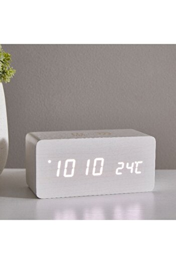 Home Box Espiri LED Wooden Clock with Bluetooth Speaker - 15x7x7 cm