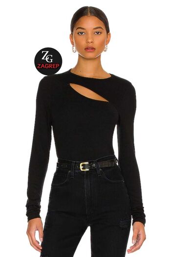 Zagrep Black Silk Jersey - Window and Long Sleeve Women's Blouse