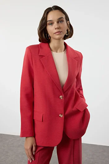 Trendyol Collection Piros poliviskon Basic blézer dzseki TWOAW23BC00132