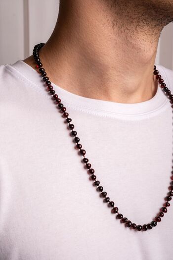 Natural Kehribar Erkek Kehribar Kolye, %100 Gerçek Sertifikalı Vişne Rengi Baltık Kehribarı