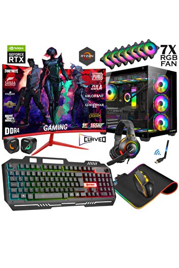 Zeiron xTreme V5 Ryzen 7 5700X 16GB RAM 512GB M.2 NVMe SSD RTX3050 6GB 24" 165Hz Oyuncu Masaüstü Bilgisayar