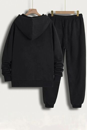 PENTHİLUS Los Angeles Printed Oversize Black Sweatshirt and Sweatpants Set